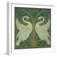 Wallpaper Design For Panel of Swan, Rush and Iris-Walter Crane-Framed Giclee Print