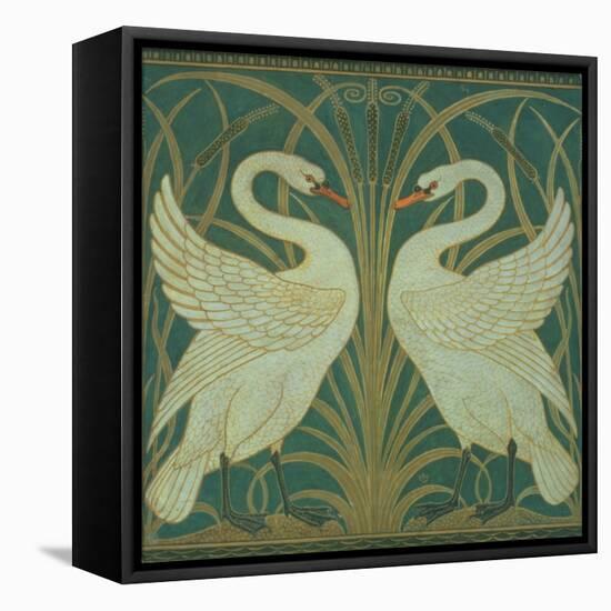 Wallpaper Design For Panel of Swan, Rush and Iris-Walter Crane-Framed Stretched Canvas