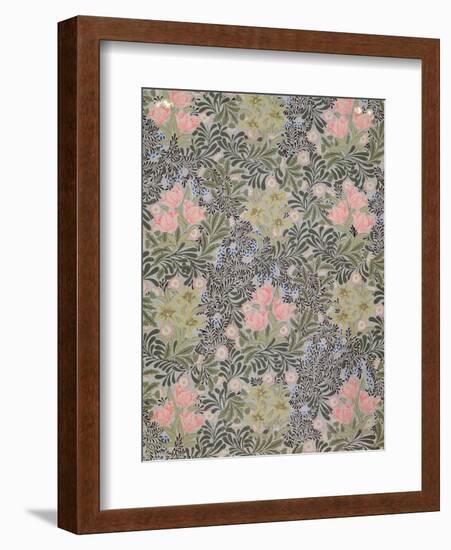 Wallpaper design with Tulips, Daisies and Honeysuckle-William Morris-Framed Giclee Print