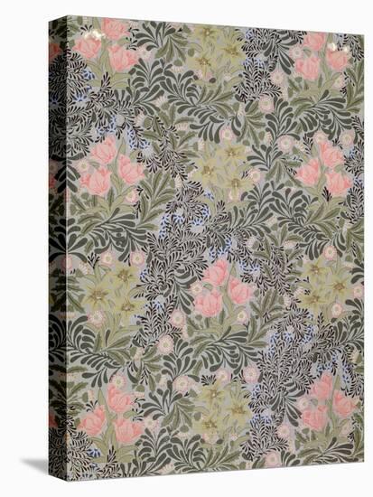 Wallpaper design with Tulips, Daisies and Honeysuckle-William Morris-Stretched Canvas