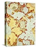Wallpaper with Acanthus Leaves and Wild Roses on a Crimson Background Designed by William Morris (1-William Morris-Stretched Canvas