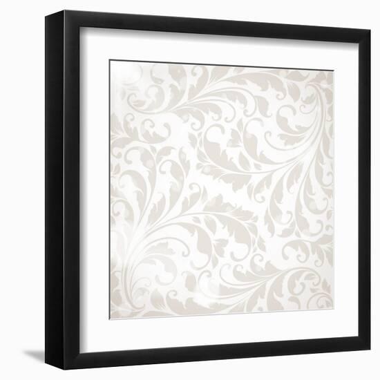 Wallpaper with Floral Ornament with Leafs and Flowers for Vintage Design-Ozerina Anna-Framed Art Print