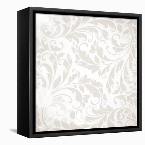 Wallpaper with Floral Ornament with Leafs and Flowers for Vintage Design-Ozerina Anna-Framed Stretched Canvas