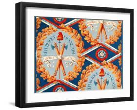 Wallpaper with French Revolutionary Symbols, 30th June 1793 (Coloured Engraving)-French-Framed Giclee Print