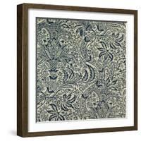 Wallpaper with Navy Blue Seaweed Style Design-William Morris-Framed Giclee Print
