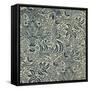 Wallpaper with Navy Blue Seaweed Style Design-William Morris-Framed Stretched Canvas