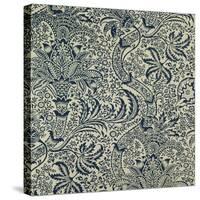 Wallpaper with Navy Blue Seaweed Style Design-William Morris-Stretched Canvas