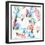 Wallpaper with Sweet Pea Flowers-Ateli-Framed Art Print