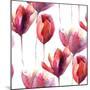 Wallpaper with Tulips Flowers-Ateli-Mounted Art Print