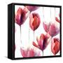 Wallpaper with Tulips Flowers-Ateli-Framed Stretched Canvas