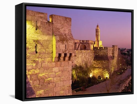 Walls and the Citadel of David in the Old City of Jerusalem, Israel, Middle East-Simanor Eitan-Framed Stretched Canvas