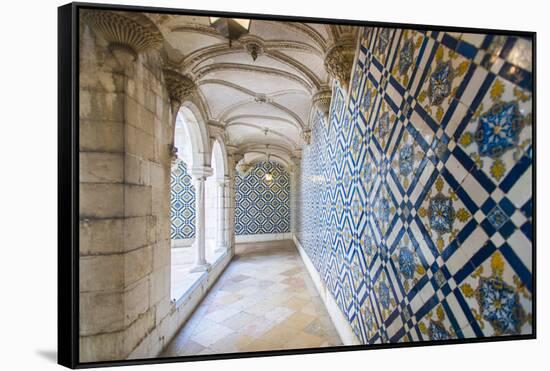 Walls Covered in Beautuful Azelejo Tiles on Display at the National Azulejo Museum in Lisbon-Alex Treadway-Framed Stretched Canvas