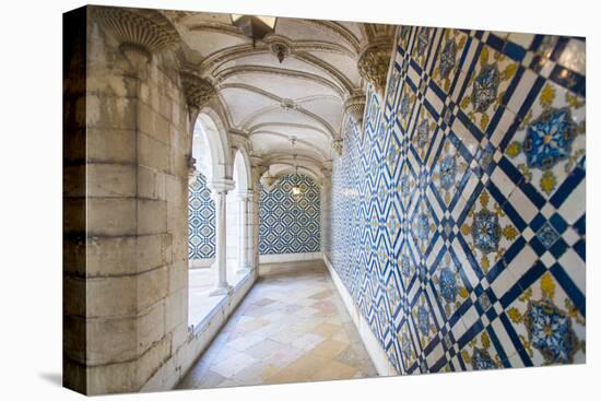 Walls Covered in Beautuful Azelejo Tiles on Display at the National Azulejo Museum in Lisbon-Alex Treadway-Stretched Canvas