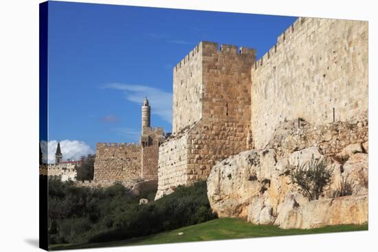 Walls of Ancient Jerusalem. Serene Autumn Day, a Sunset-kavram-Stretched Canvas