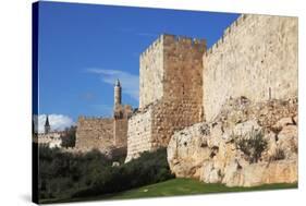 Walls of Ancient Jerusalem. Serene Autumn Day, a Sunset-kavram-Stretched Canvas