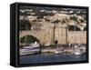 Walls of Old Town from Harbour, Rhodes, Dodecanese Islands, Greece-Ken Gillham-Framed Stretched Canvas