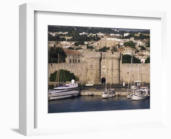 Walls of Old Town from Harbour, Rhodes, Dodecanese Islands, Greece-Ken Gillham-Framed Photographic Print