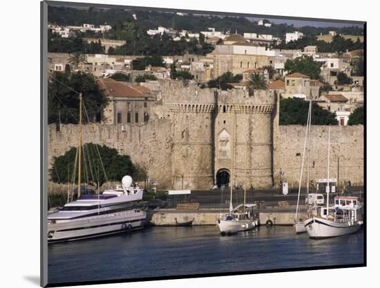 Walls of Old Town from Harbour, Rhodes, Dodecanese Islands, Greece-Ken Gillham-Mounted Photographic Print