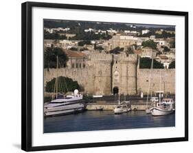 Walls of Old Town from Harbour, Rhodes, Dodecanese Islands, Greece-Ken Gillham-Framed Photographic Print