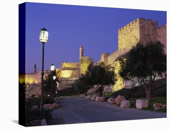 Walls Promenade and Tower of David at Dusk, Jerusalem, Israel, Middle East-Simanor Eitan-Stretched Canvas