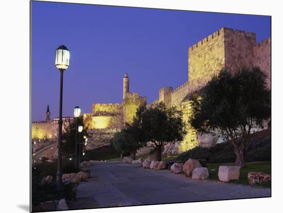 Walls Promenade and Tower of David at Dusk, Jerusalem, Israel, Middle East-Simanor Eitan-Mounted Photographic Print