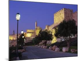 Walls Promenade and Tower of David at Dusk, Jerusalem, Israel, Middle East-Simanor Eitan-Mounted Photographic Print