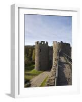 Walls Walk West to Mill Gate Towers Entrance, with View of Medieval Walls, Conwy, Wales-Pearl Bucknall-Framed Photographic Print