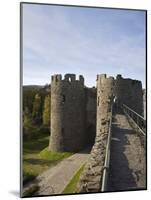 Walls Walk West to Mill Gate Towers Entrance, with View of Medieval Walls, Conwy, Wales-Pearl Bucknall-Mounted Photographic Print