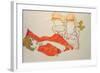 Wally in a Red Blouse with Knees Lifted Up, 1913-Egon Schiele-Framed Giclee Print