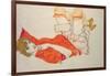 Wally in a Red Blouse with Knees Lifted Up, 1913-Egon Schiele-Framed Giclee Print