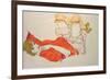 Wally in a Red Blouse with Knees Lifted Up, 1913-Egon Schiele-Framed Giclee Print