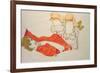 Wally in a Red Blouse with Knees Lifted Up, 1913-Egon Schiele-Framed Giclee Print