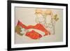 Wally in a Red Blouse with Knees Lifted Up, 1913-Egon Schiele-Framed Giclee Print