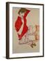 Wally in Red Blouse with Raised Knees, 1913-Egon Schiele-Framed Giclee Print