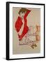 Wally in Red Blouse with Raised Knees, 1913-Egon Schiele-Framed Giclee Print