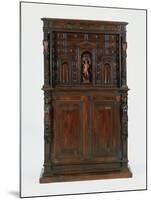 Walnut Genoese Double Cabinet with Bambocci Carvings, Italy-null-Mounted Giclee Print