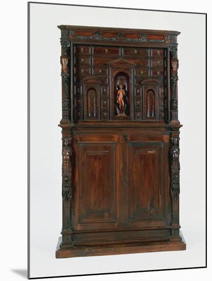 Walnut Genoese Double Cabinet with Bambocci Carvings, Italy-null-Mounted Giclee Print