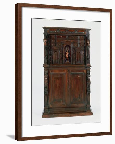Walnut Genoese Double Cabinet with Bambocci Carvings, Italy-null-Framed Giclee Print