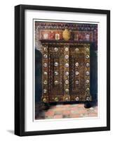 Walnut Kas Inlaid and with Painted Medallions of Delft Ware, 1910-Edwin Foley-Framed Giclee Print