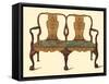 Walnut settee inlaid with marquetry, 1905-Shirley Slocombe-Framed Stretched Canvas