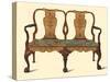 Walnut settee inlaid with marquetry, 1905-Shirley Slocombe-Stretched Canvas