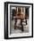 Walnut Table with Carved Legs and Lyre-Shaped Reinforcements in Wrought Iron, Spain-null-Framed Giclee Print