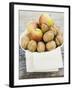 Walnuts and Apples on Cloth in White Bowl-null-Framed Photographic Print