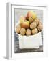 Walnuts and Apples on Cloth in White Bowl-null-Framed Photographic Print