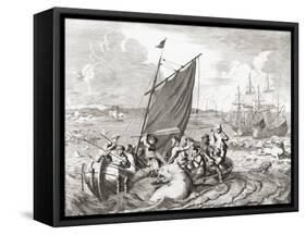 Walrus hunters in the 16th century engraving-Jan Luyken-Framed Stretched Canvas