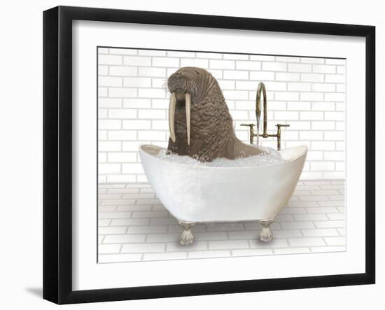 Walrus In Bathtub-Matthew Piotrowicz-Framed Art Print