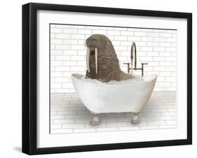 Walrus In Bathtub-Matthew Piotrowicz-Framed Art Print