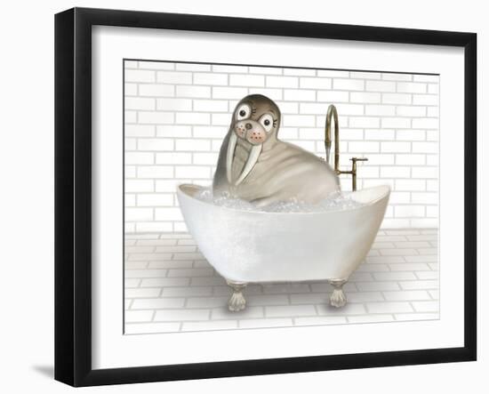 Walrus In Bathtub-Matthew Piotrowicz-Framed Art Print