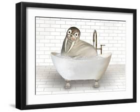 Walrus In Bathtub-Matthew Piotrowicz-Framed Art Print