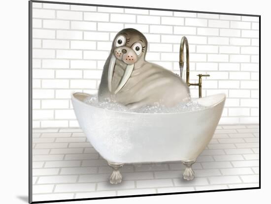 Walrus In Bathtub-Matthew Piotrowicz-Mounted Art Print